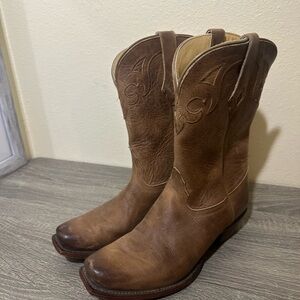 Tony Lama Tan Leather Western Boots, women size 10B